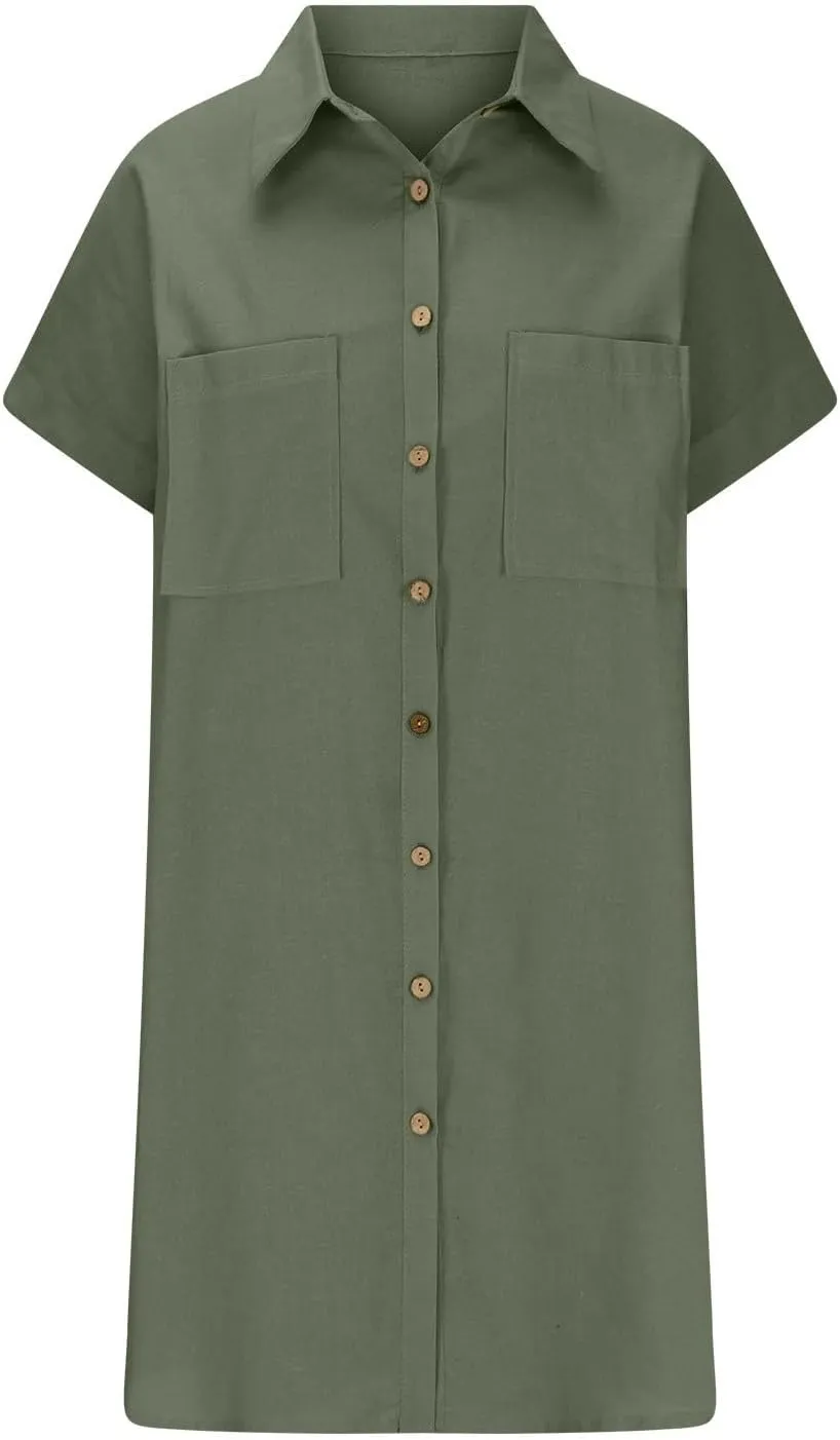 Womens Swim Cover up 2025 Summer Button Down Shirt Mini Dress Cotton Gauze Tops Kimono Bathing Suit Beach Coverups