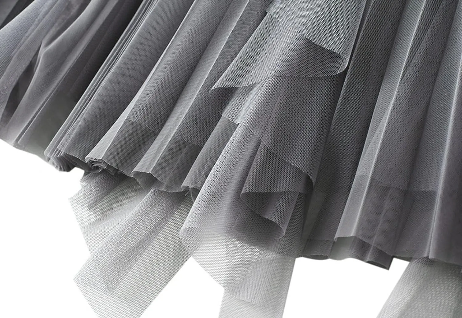 Women's Tulle Skirt Formal Asymmetrical Ruffle Midi Skirts Elastic High Waist Fairy Skirt 2025 Fashion A-line Skirts