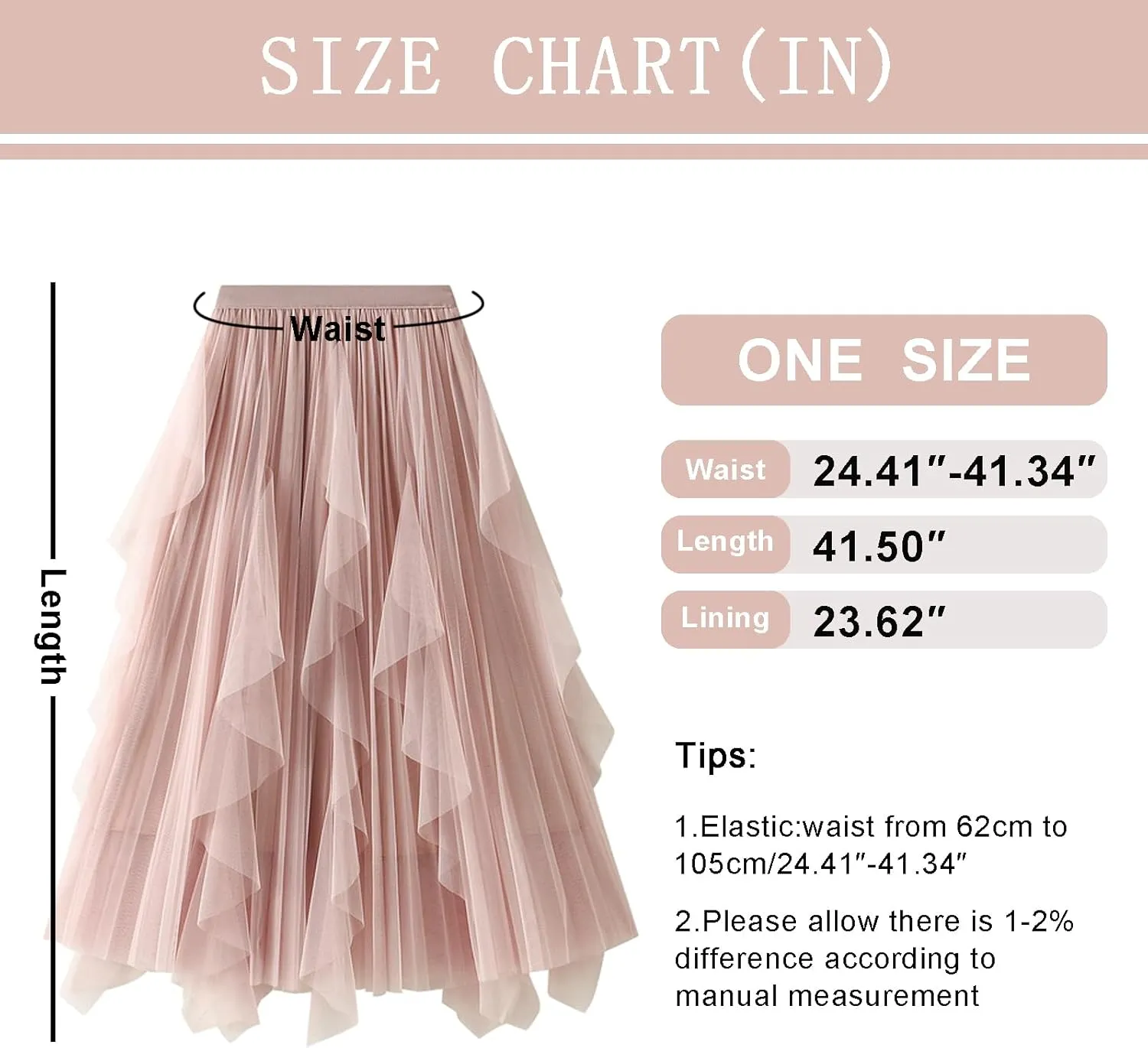 Women's Tulle Skirt Formal Asymmetrical Ruffle Midi Skirts Elastic High Waist Fairy Skirt 2025 Fashion A-line Skirts