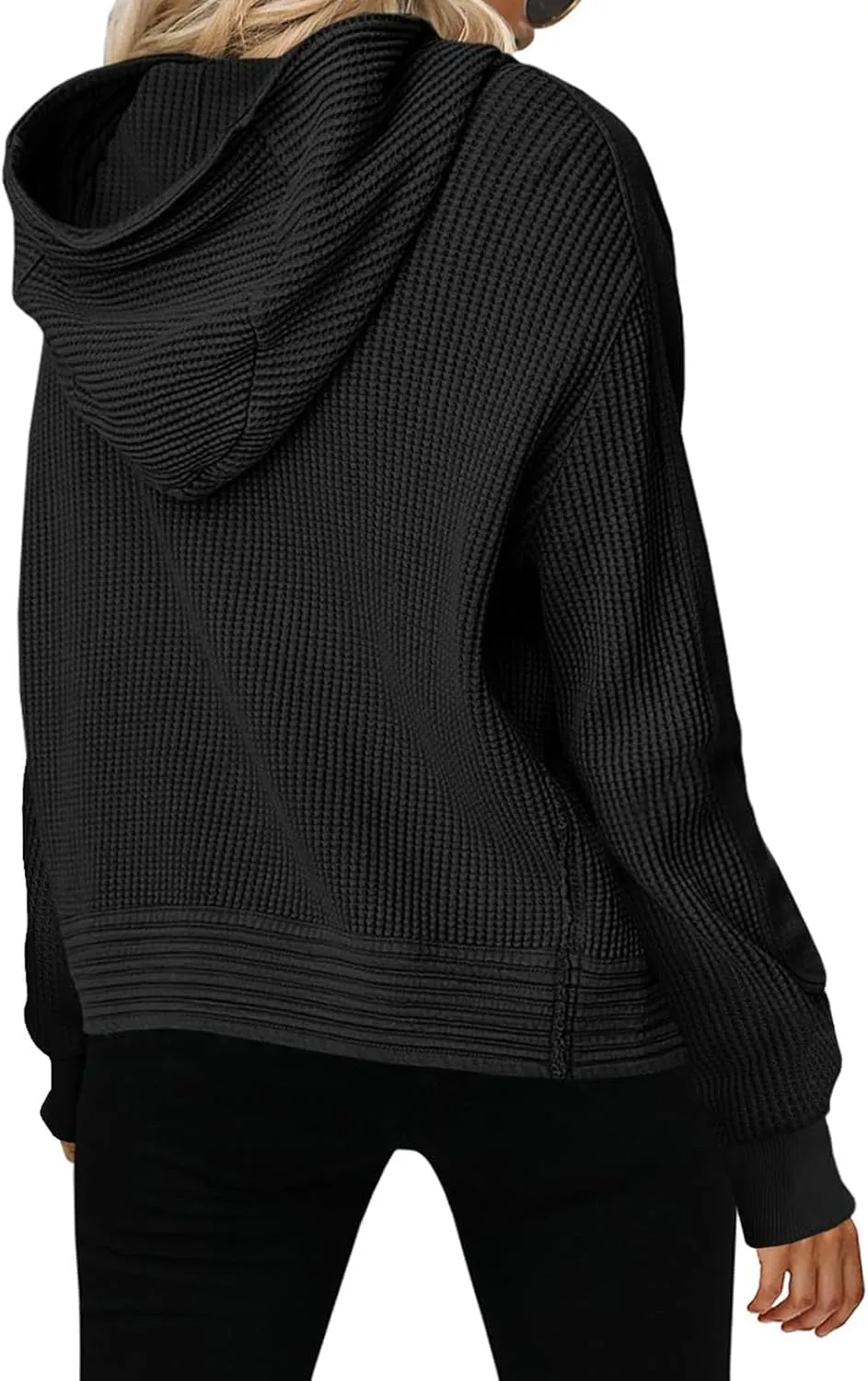 Womens Waffle Knit Hoodies Zip Up Shirt Jacket Slouchy Short Jackets Casual Long Sleeve Shackets