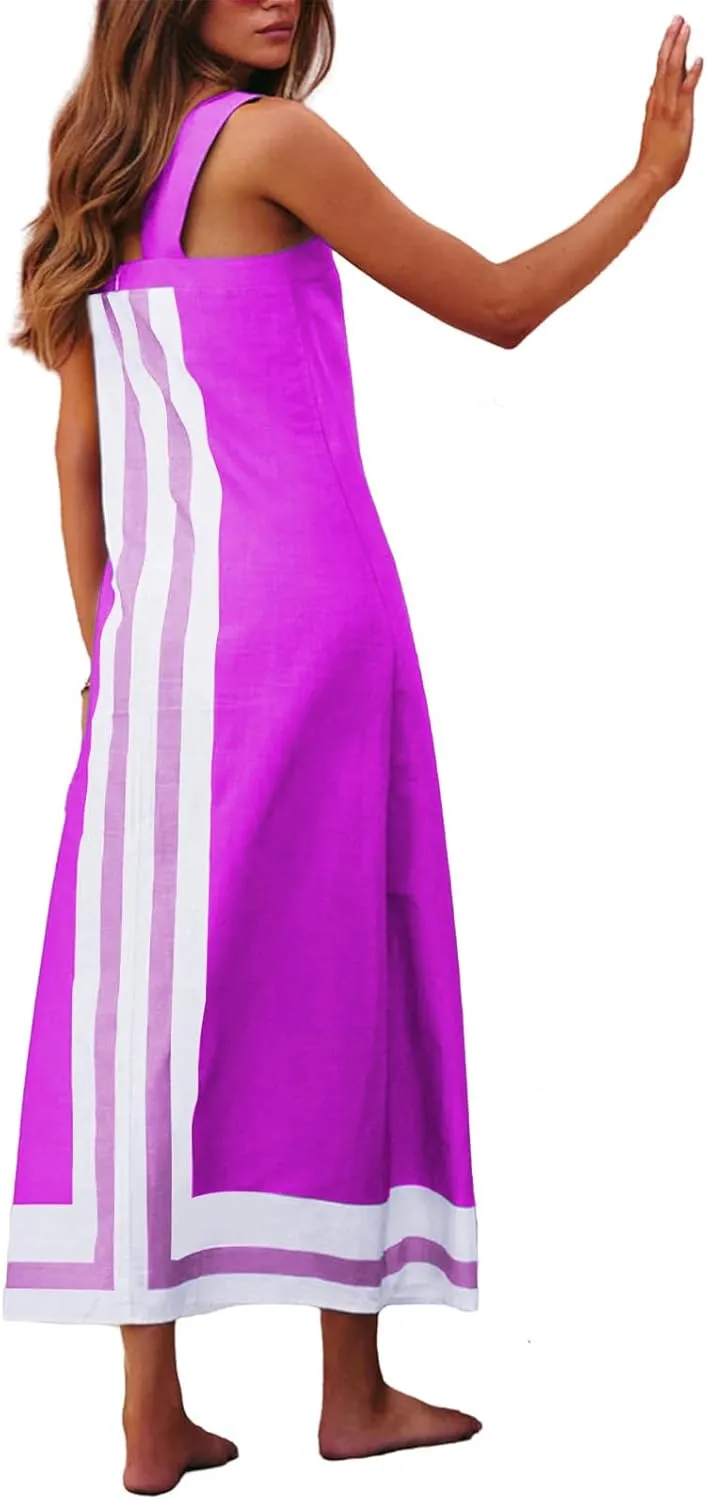 Womne's Dresses Casual Loose Fit Sleeveless Vacation Maxi Dress Fashion Trendy Dressy Dress Summer Sundress 2025