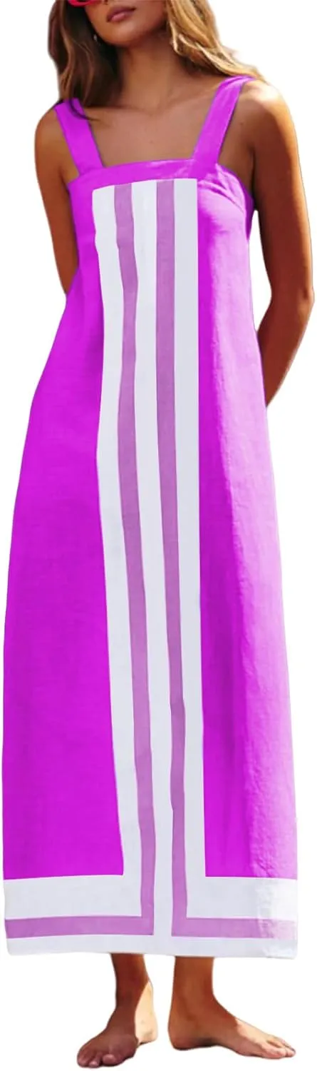 Womne's Dresses Casual Loose Fit Sleeveless Vacation Maxi Dress Fashion Trendy Dressy Dress Summer Sundress 2025