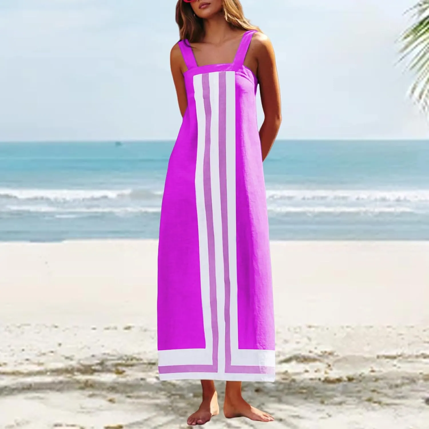 Womne's Dresses Casual Loose Fit Sleeveless Vacation Maxi Dress Fashion Trendy Dressy Dress Summer Sundress 2025