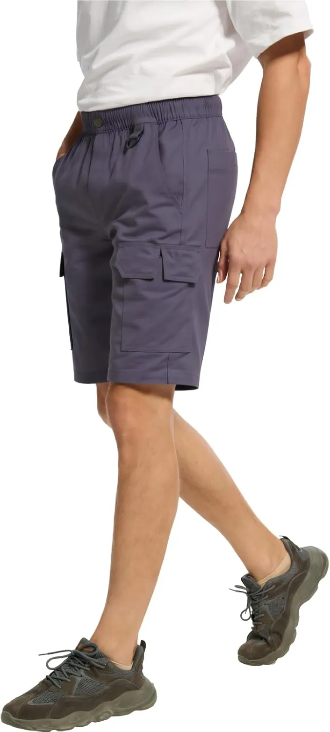 WORK IDEA Men's Cargo Shorts Cotton Drawstring Stretch Short Relaxed Fit