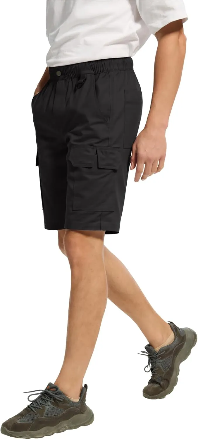 WORK IDEA Men's Cargo Shorts Cotton Drawstring Stretch Short Relaxed Fit
