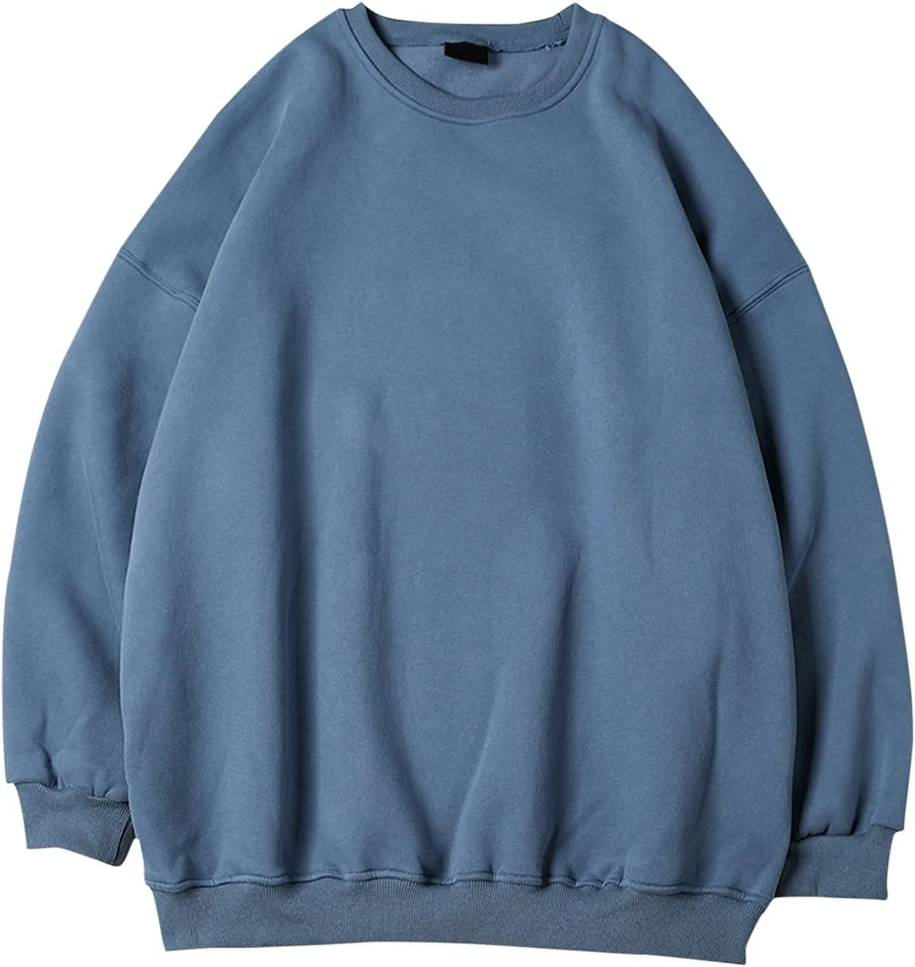 WUAI-Men Crewneck Sweatshirt Plus Size Soft Cozy Hipster Workout Loose Oversized Pullover Sweaters Thermal Jumper Tops