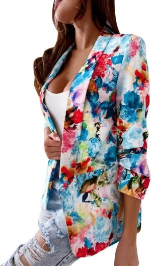 XUETON Womens Casual Blazers Oversized Long Sleeve Lightweight Open Front Pocketed Office Work Dressy Boyfriend Blazer Jacket