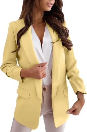 XUETON Womens Casual Blazers Oversized Long Sleeve Slim Fit Open Front Work Office Dressy Boyfriend Blazer Jacket with Pockets