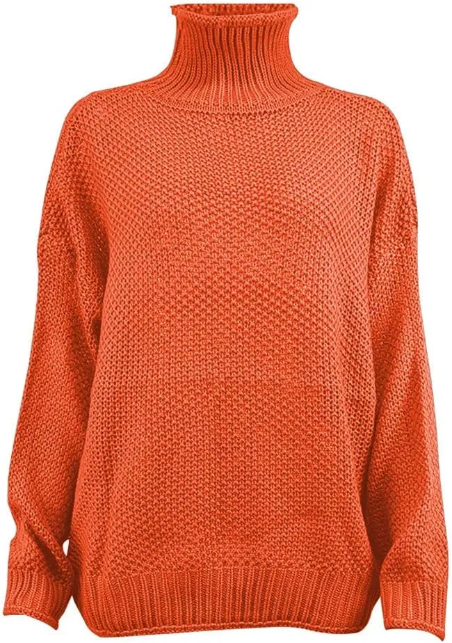 XUETON Womens Oversized Turtleneck Sweater Batwing Long Sleeve Casual Lightweight Loose Chunky Knit Pullover Knit Jumper Tops