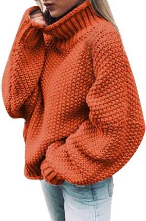 XUETON Womens Oversized Turtleneck Sweater Batwing Long Sleeve Casual Lightweight Loose Chunky Knit Pullover Knit Jumper Tops