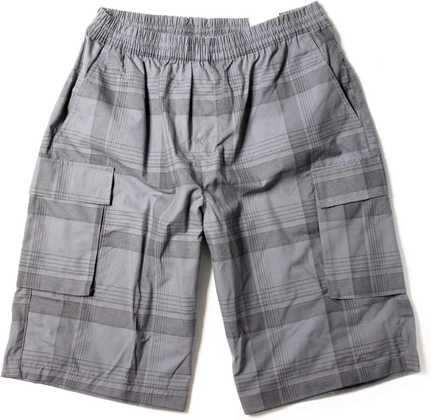 YAGO Men's Elastic Waist Drawstring Relaxed Fit Plaid Cargo Shorts S-5XL