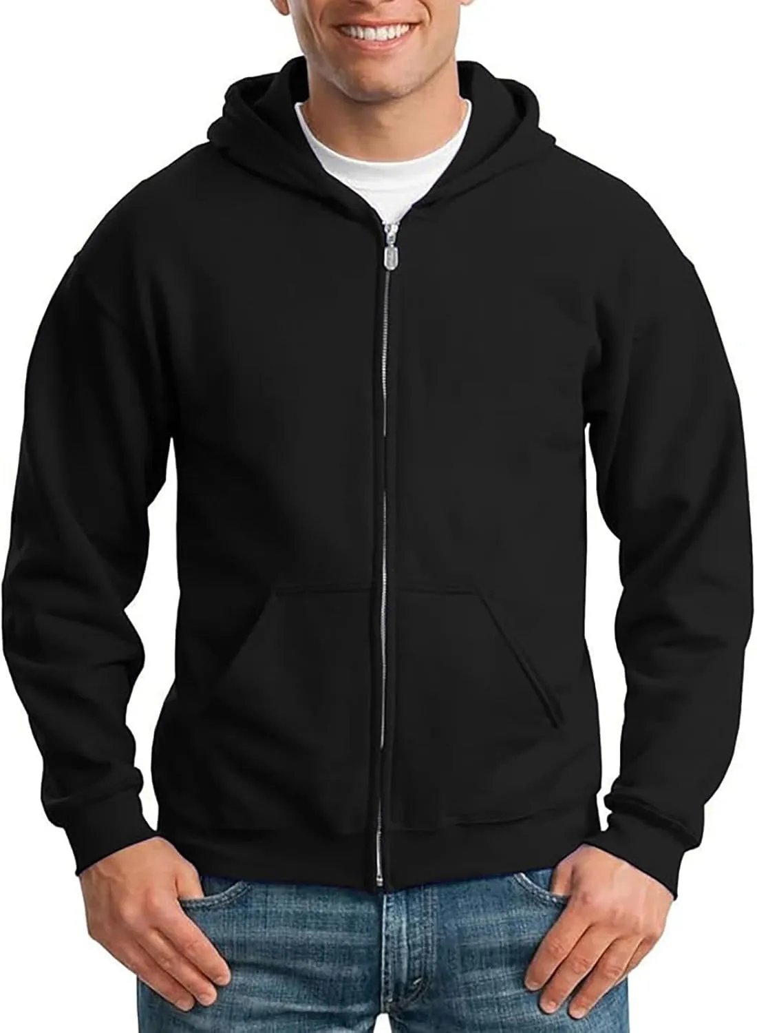 Zip Up Hoodies for Men Long Sleeve Solid Color Jacket with Pockets Hooded Casual Loose Sweatshirts Tops Fall Clothes